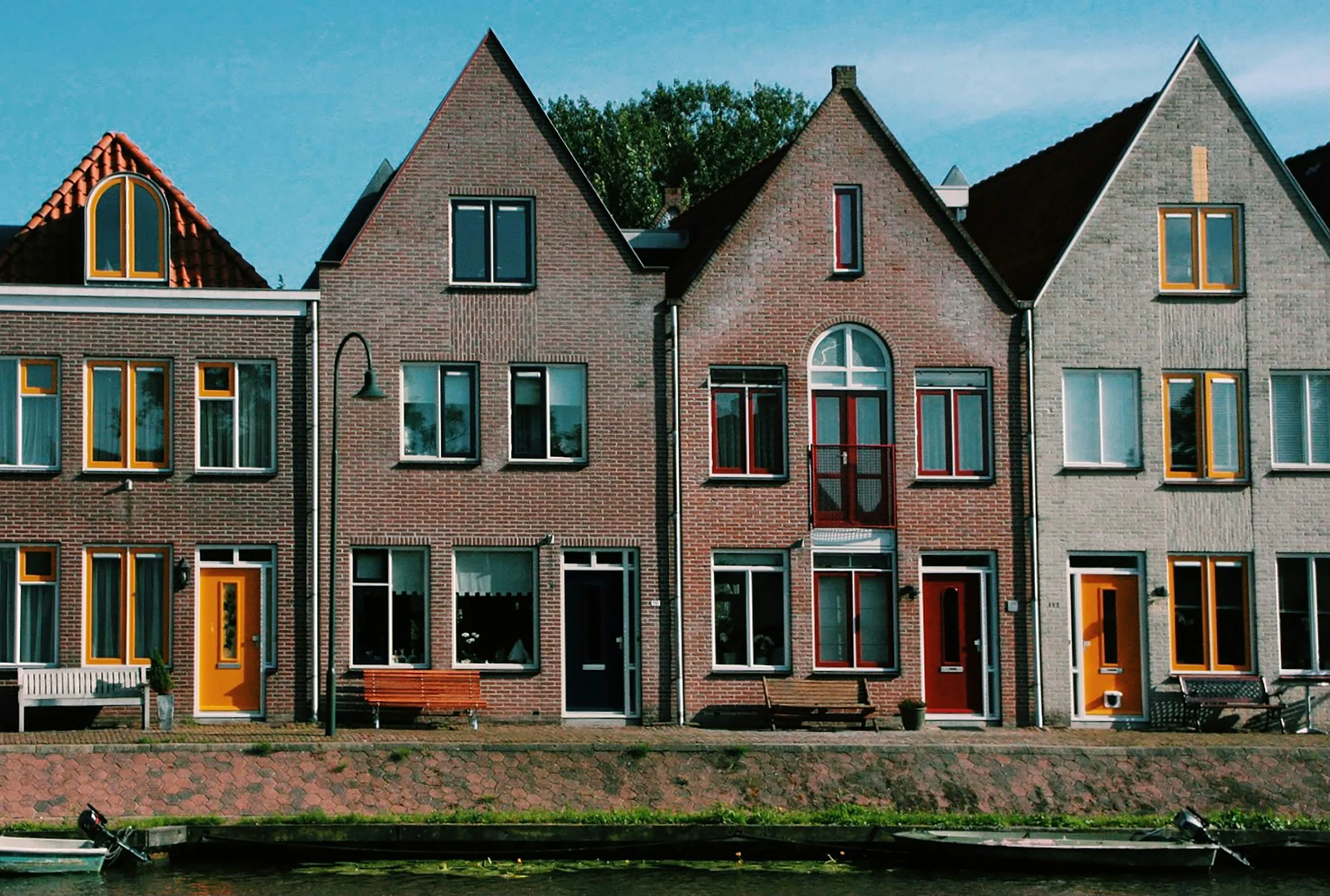 A row of brick houses.