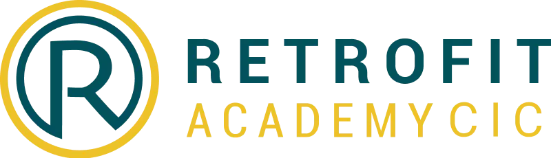 The Retrofit Academy CIC logo in yellow and blue text.