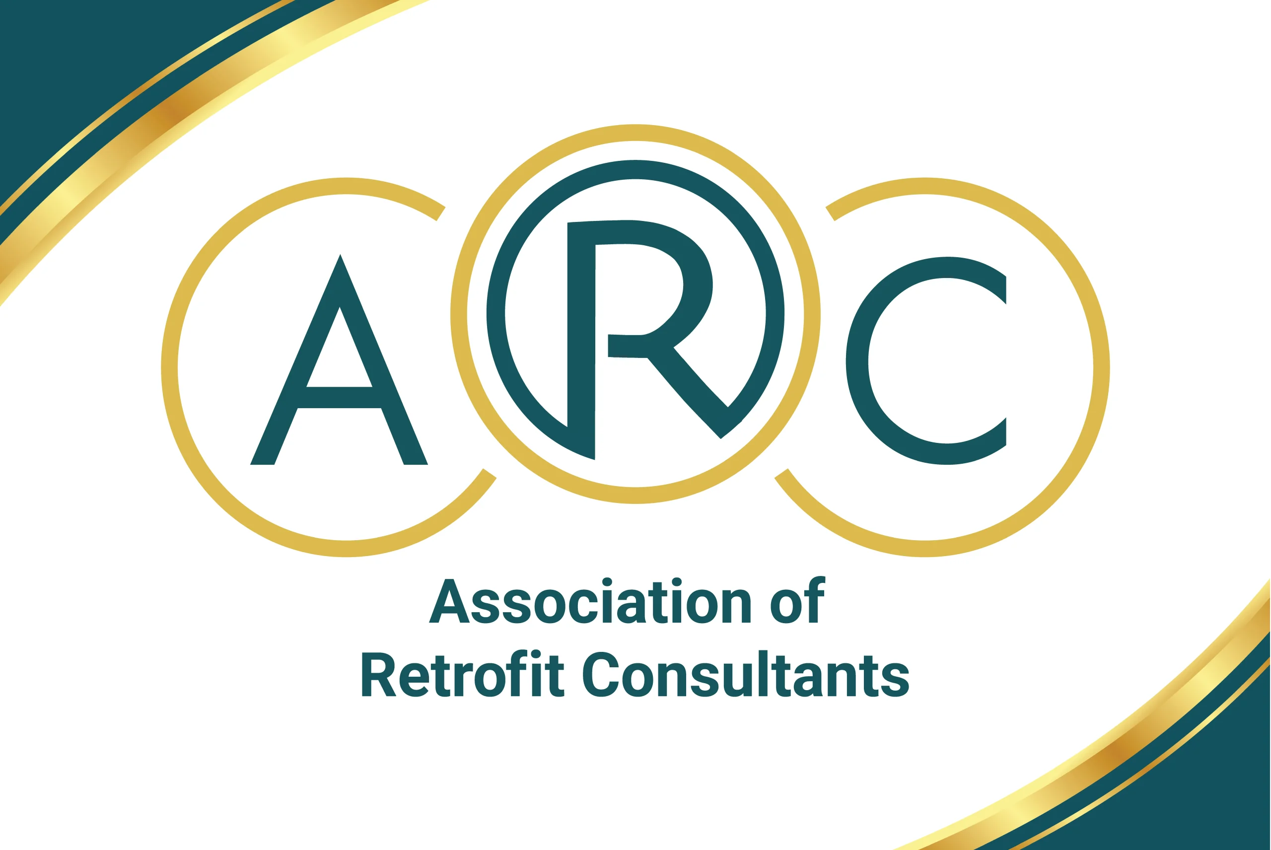 Association of Retrofit Consultants (ARC Logo - in Retrofit Acdemy branded green and yellow, with gold and green banners.